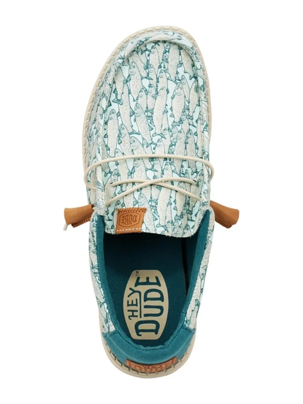 HEY DUDE NWT Men's Blue Green Wally Fish Camo Loafers Shoes